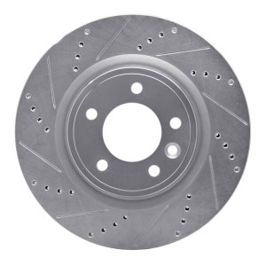 Land Rover Discovery Brake Rotor (1) - Rear Left - R1 Concepts - Drilled & Slotted - Silver - `18-`20